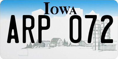 IA license plate ARP072