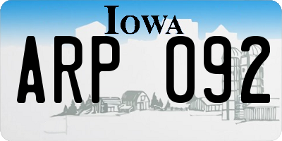 IA license plate ARP092