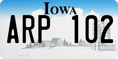 IA license plate ARP102