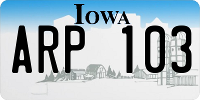 IA license plate ARP103
