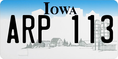 IA license plate ARP113