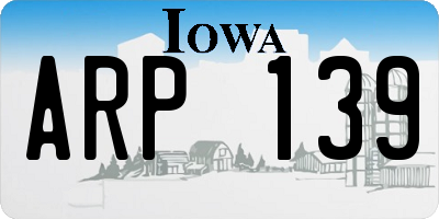 IA license plate ARP139