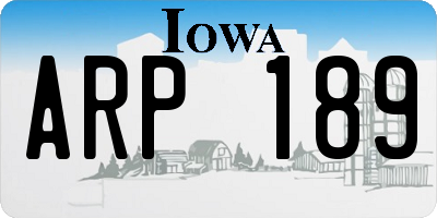 IA license plate ARP189