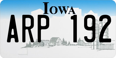 IA license plate ARP192