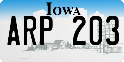 IA license plate ARP203
