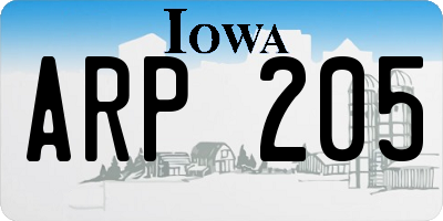 IA license plate ARP205