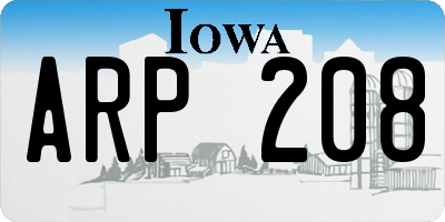 IA license plate ARP208
