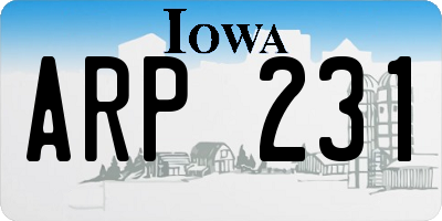 IA license plate ARP231