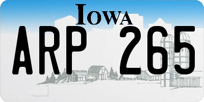 IA license plate ARP265