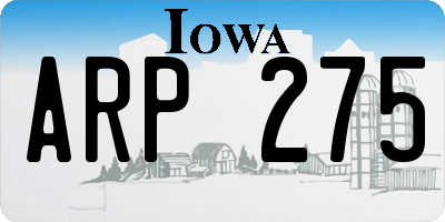 IA license plate ARP275