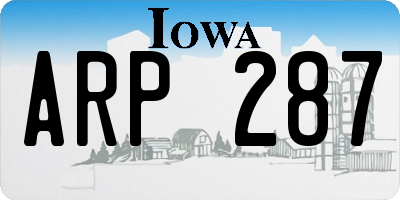 IA license plate ARP287