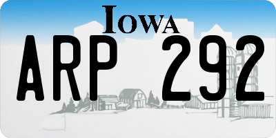 IA license plate ARP292