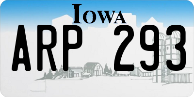 IA license plate ARP293
