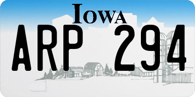 IA license plate ARP294
