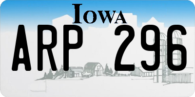 IA license plate ARP296