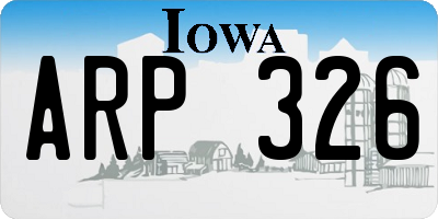 IA license plate ARP326
