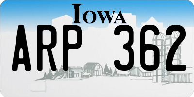 IA license plate ARP362