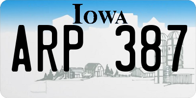 IA license plate ARP387