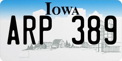 IA license plate ARP389