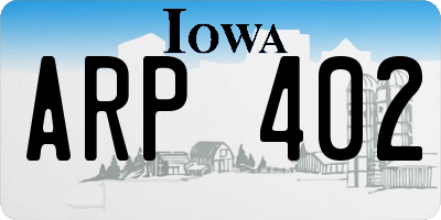 IA license plate ARP402