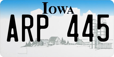 IA license plate ARP445