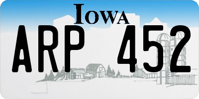 IA license plate ARP452