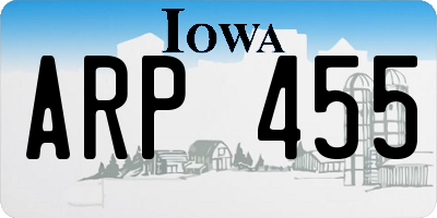 IA license plate ARP455