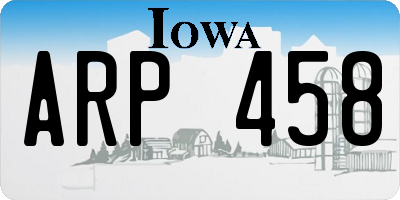IA license plate ARP458