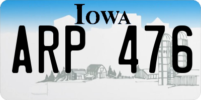 IA license plate ARP476