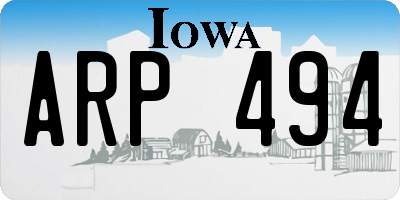 IA license plate ARP494