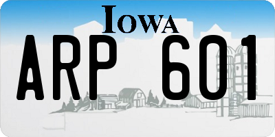 IA license plate ARP601