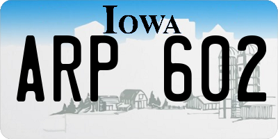 IA license plate ARP602
