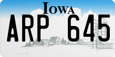 IA license plate ARP645