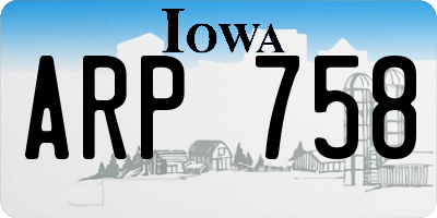 IA license plate ARP758