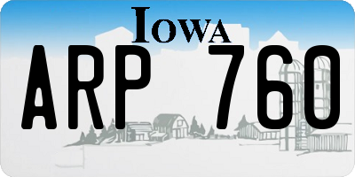 IA license plate ARP760