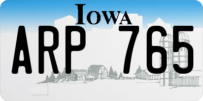 IA license plate ARP765