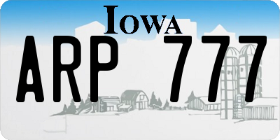 IA license plate ARP777