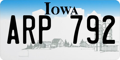 IA license plate ARP792