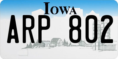 IA license plate ARP802