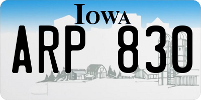 IA license plate ARP830
