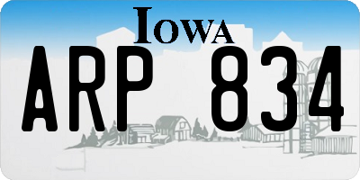 IA license plate ARP834