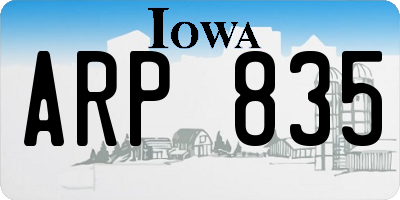 IA license plate ARP835