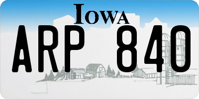 IA license plate ARP840
