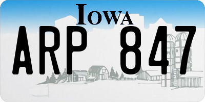 IA license plate ARP847