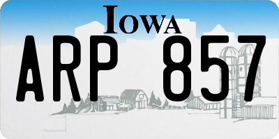 IA license plate ARP857