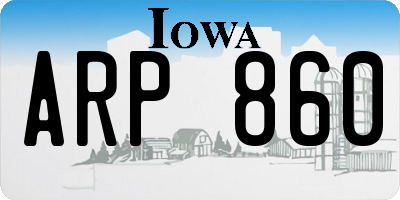 IA license plate ARP860