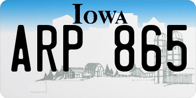 IA license plate ARP865