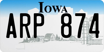 IA license plate ARP874