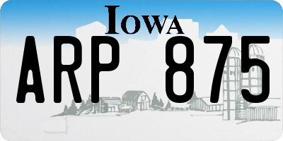 IA license plate ARP875