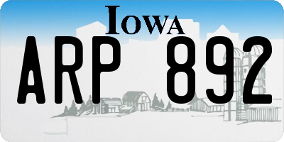 IA license plate ARP892